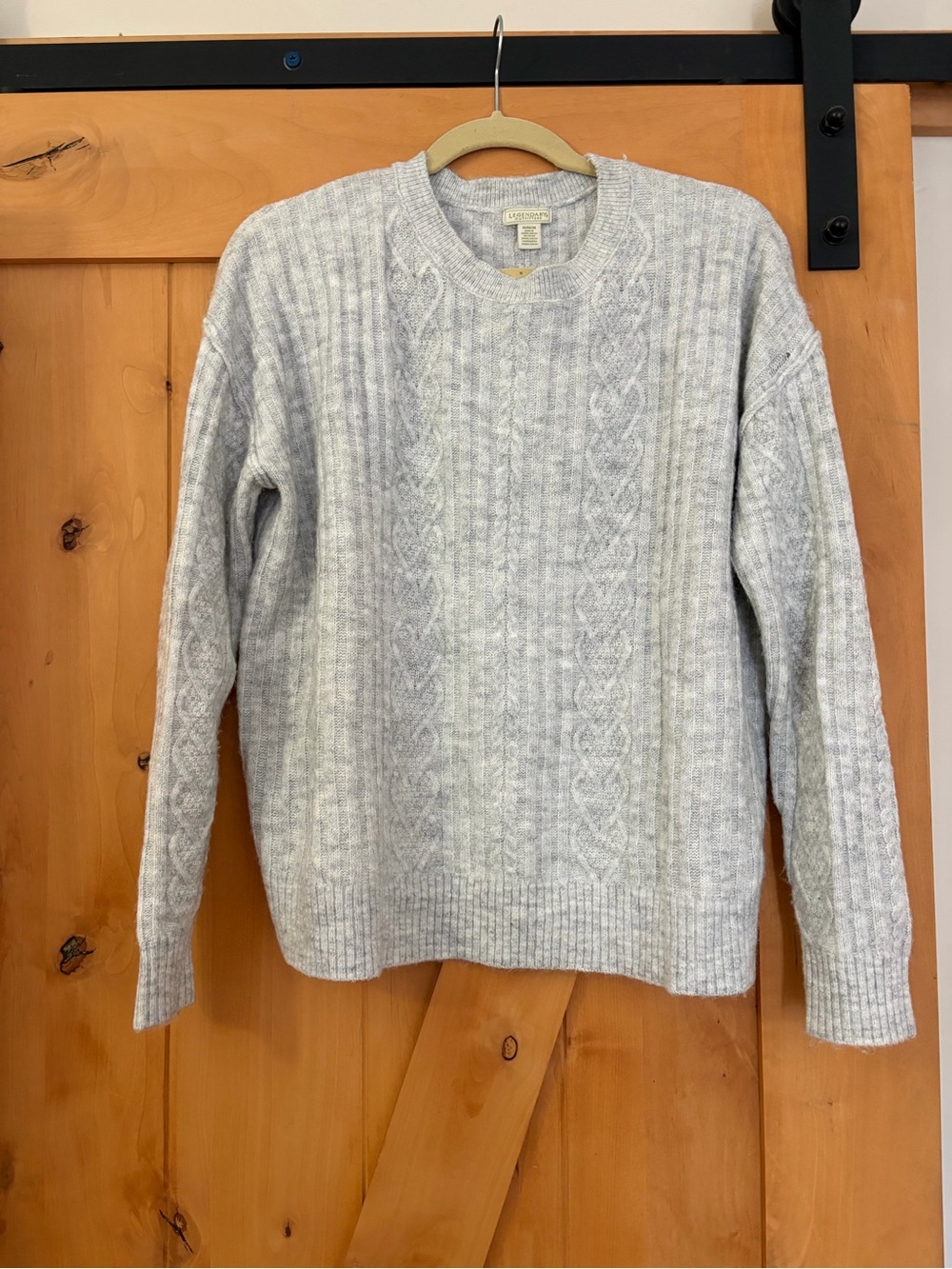 Light Gray Cable Knit Crewneck Sweater